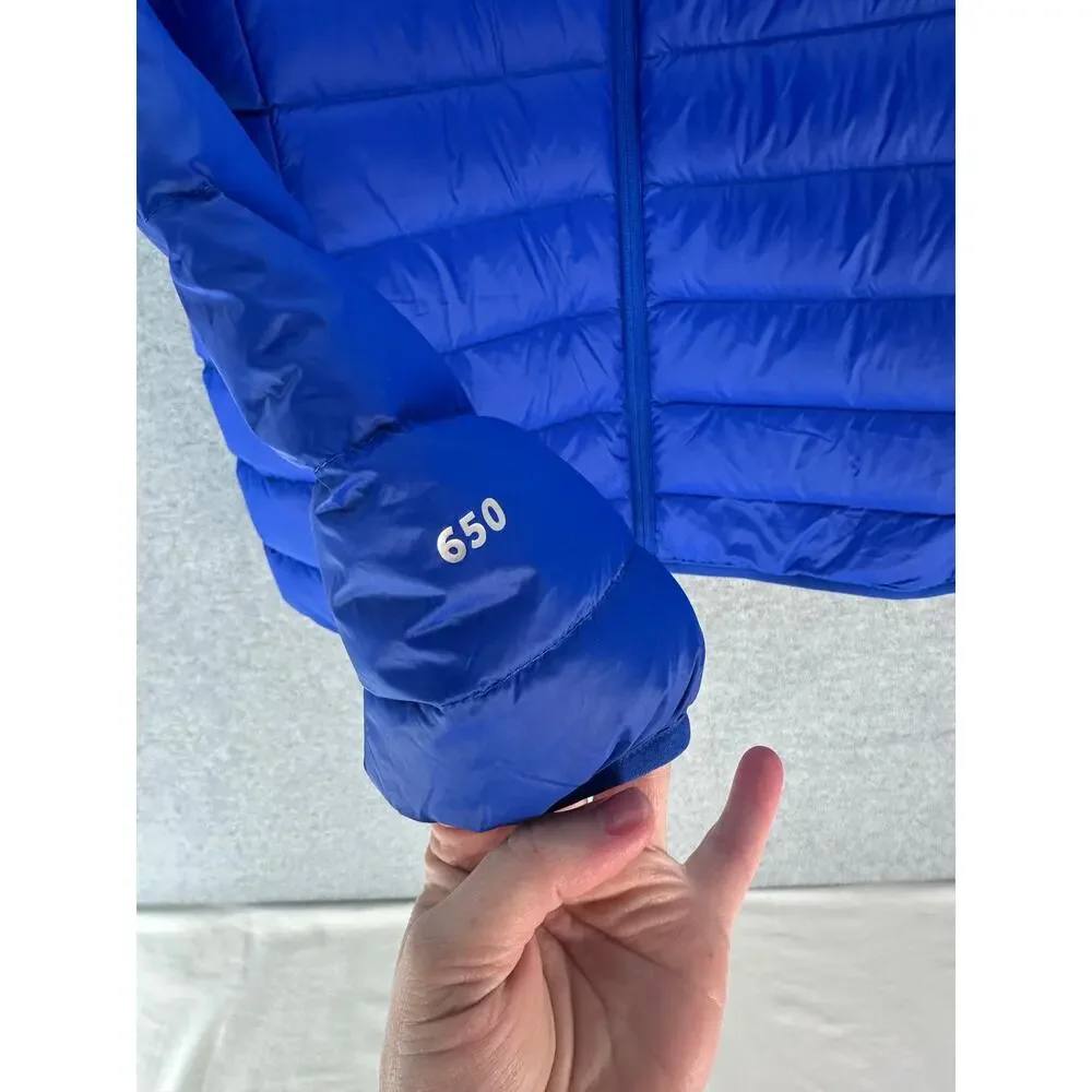 Eddie Bauer Youth XL Down Puffer Blue Zip Winter Coat Outdoors Hiking Comfort
